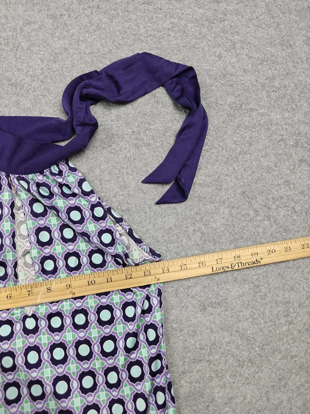 Tory Burch Tank Top Womens XS Purple Silk Halter Camisole Geometric Print